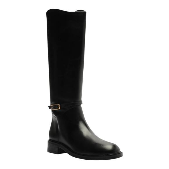 Arezzo Women's Mckenna Low Block Leather Boots Black Size 5